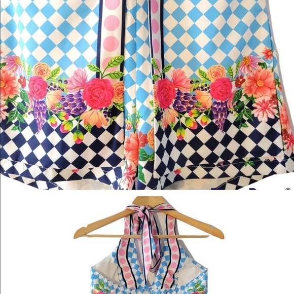 Chicways Multicolor Floral Print Halter Romper Size Small. - Picture 4 of 8